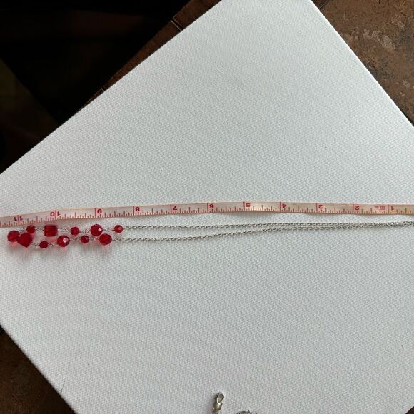Vintage Sterling Sliver Swarovski Ruby Crystal Necklace, Bracelet & Earrings Set - Picture 8 of 9